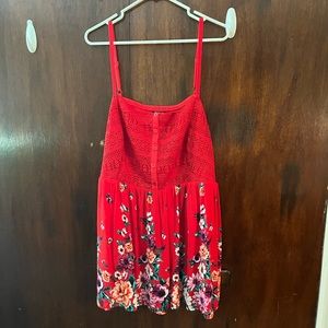 Torrid BABYDOLL TANK - GAUZE CROCHET FLORAL RED NWOT